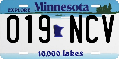 MN license plate 019NCV