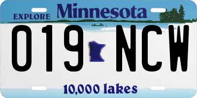 MN license plate 019NCW
