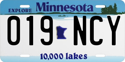 MN license plate 019NCY