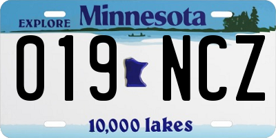 MN license plate 019NCZ