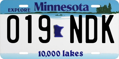 MN license plate 019NDK