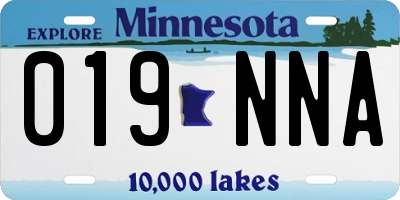 MN license plate 019NNA