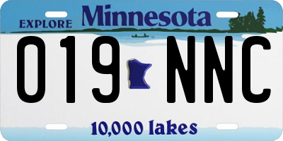 MN license plate 019NNC