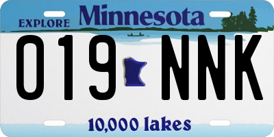 MN license plate 019NNK