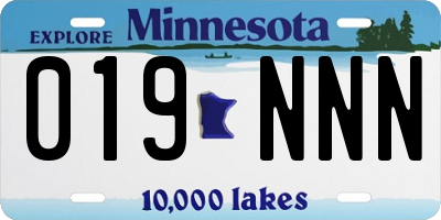 MN license plate 019NNN