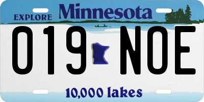 MN license plate 019NOE