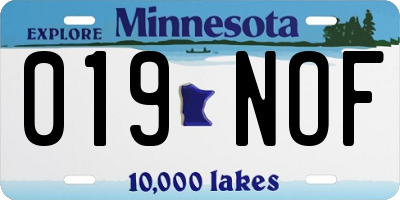 MN license plate 019NOF