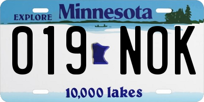 MN license plate 019NOK