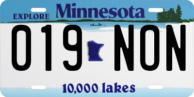 MN license plate 019NON