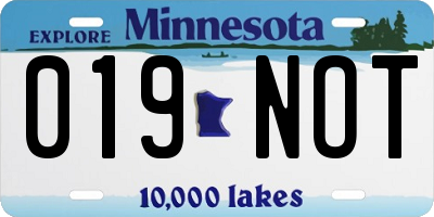 MN license plate 019NOT