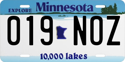 MN license plate 019NOZ