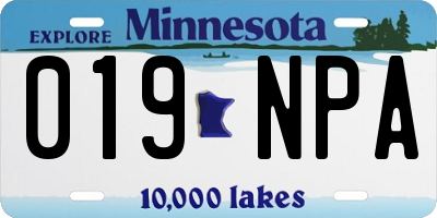 MN license plate 019NPA