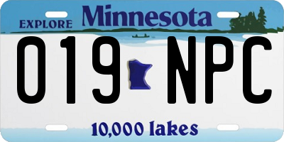MN license plate 019NPC