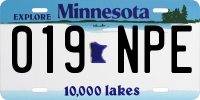 MN license plate 019NPE