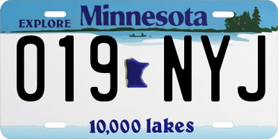 MN license plate 019NYJ