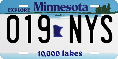 MN license plate 019NYS