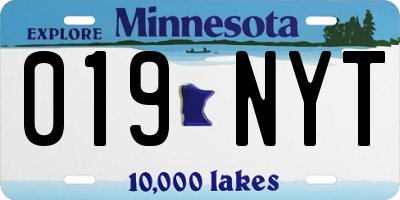 MN license plate 019NYT