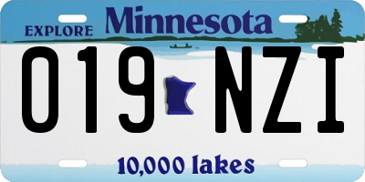 MN license plate 019NZI
