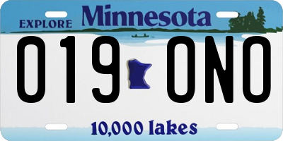 MN license plate 019ONO