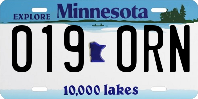 MN license plate 019ORN