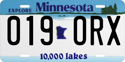 MN license plate 019ORX