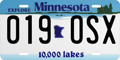 MN license plate 019OSX