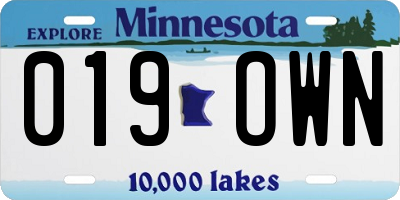 MN license plate 019OWN