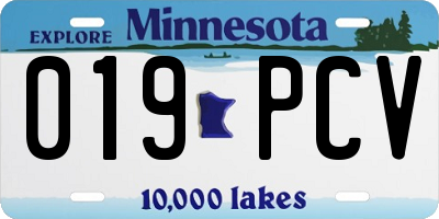 MN license plate 019PCV