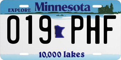 MN license plate 019PHF
