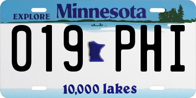 MN license plate 019PHI
