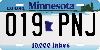 MN license plate 019PNJ