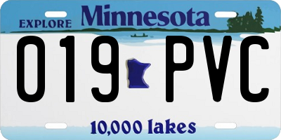 MN license plate 019PVC