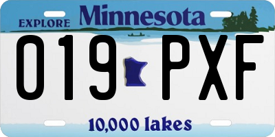 MN license plate 019PXF