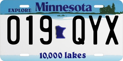 MN license plate 019QYX