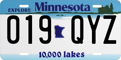MN license plate 019QYZ