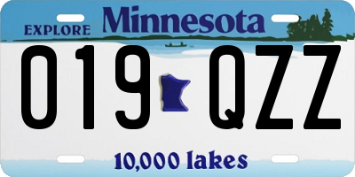MN license plate 019QZZ