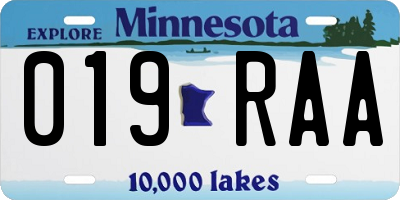 MN license plate 019RAA