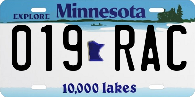 MN license plate 019RAC