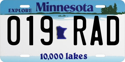 MN license plate 019RAD