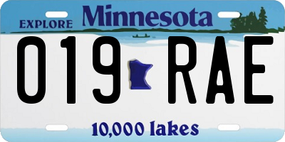 MN license plate 019RAE