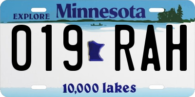 MN license plate 019RAH