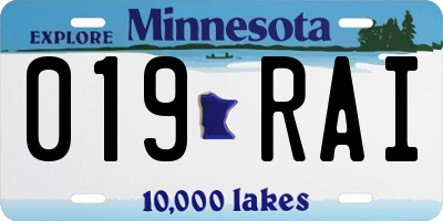 MN license plate 019RAI