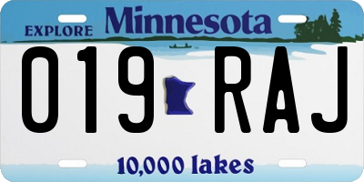 MN license plate 019RAJ