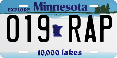 MN license plate 019RAP