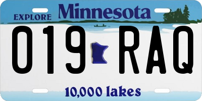 MN license plate 019RAQ