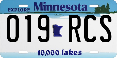MN license plate 019RCS