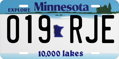 MN license plate 019RJE