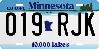 MN license plate 019RJK