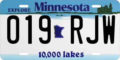 MN license plate 019RJW