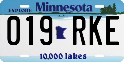 MN license plate 019RKE